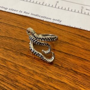 Silver Tone Octopus Tentacle Ring
